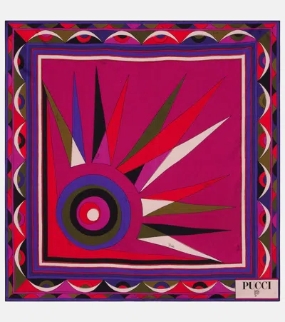 Pucci Hawaii Silk Twill Scarf In Pink