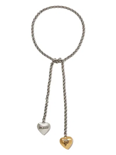 Pucci Heart-charm Rolo-chain Necklace In Silber