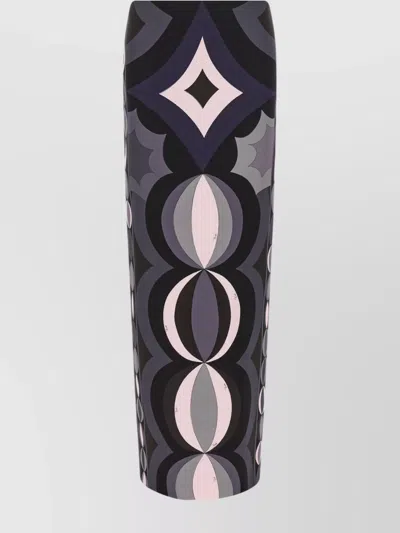 Pucci High Waist Fitted Skirt With Geometric Pattern In Black