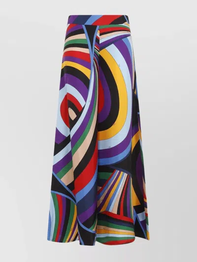 PUCCI HIGH-WAIST SILK TROUSERS GEOMETRIC PATTERN