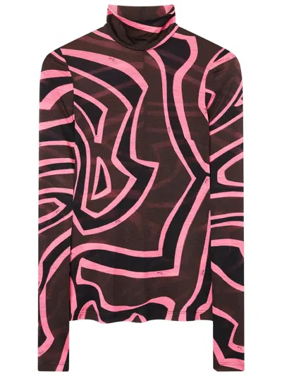 Pucci High-neck Jersey Top In Labyrinth Print In Pink