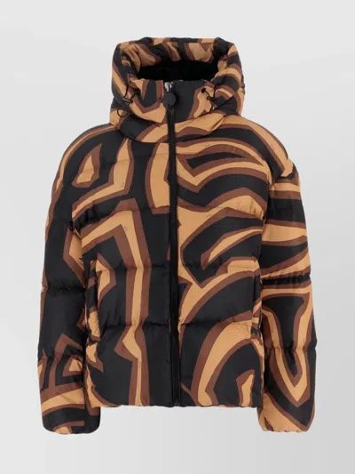 Pucci Hooded Down Jacket Featuring Bold Pattern In Multi