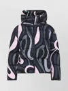 Pucci Hooded Padded Nylon Jacket With Elastic Cuffs In Multi