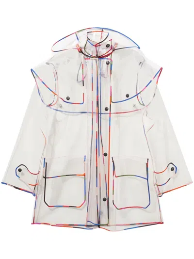 Pucci Hooded Transparent Rain Coat In White