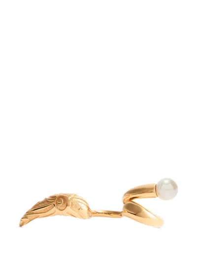 Pucci Horn Marmo-texture Ring In Gold