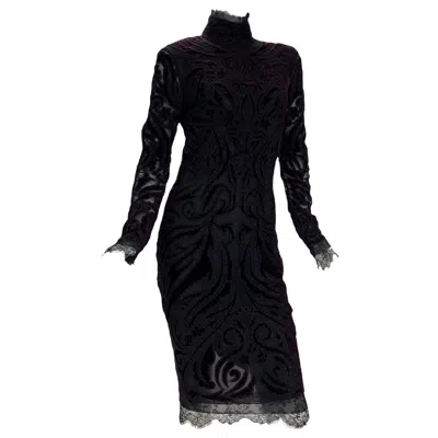 Pre-owned Pucci Iconic Emilio  F/w 2011 Bordeaux Velvet-embroidered Dress It 44 - Us 8 In Black
