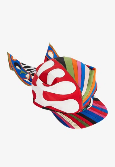 Pucci Iride And Leocorno Print Silk Twill Cap In Multicolor