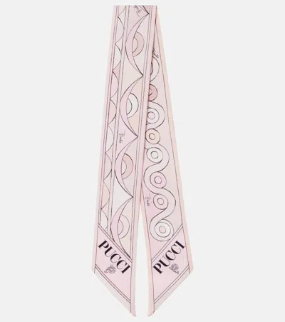 Pucci Iride And Rombi Silk Twill Scarf In Pink