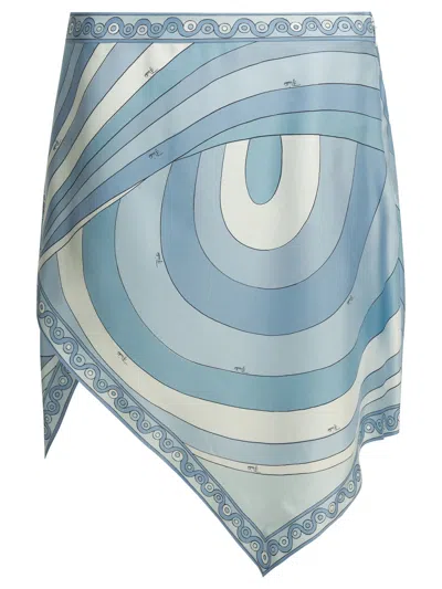 Pucci "iride" Asymmetrical Miniskirt In Blue