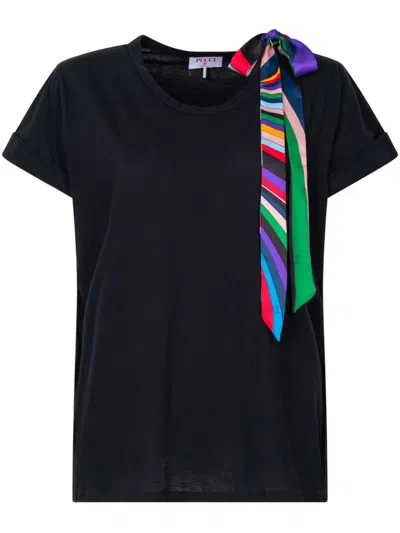 Pucci Bow-embellished Cotton T-shirt In Black