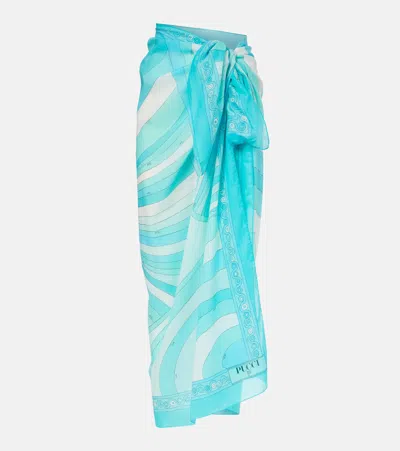 Pucci Iride Cotton Beach Cover-up In Blue