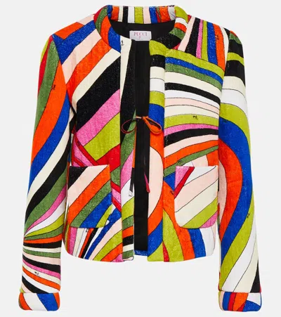Pucci Lace-up Cotton Blouse In Multicoloured