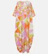 Pucci Occhi-print Cotton Muslin Maxi Caftan Dress In Blue