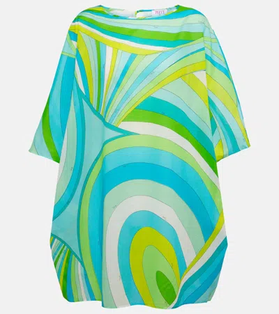 Pucci Iride Cotton Kaftan In Turchese