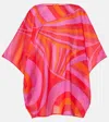 Pucci Iride Cotton Muslin Kaftan In Red