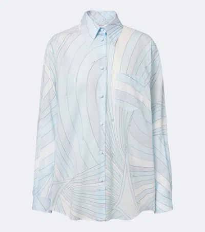 Pucci Iride Cotton Shirt In Blue