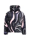 Pucci Hooded Padded Nylon Jacket With Elastic Cuffs In Multi