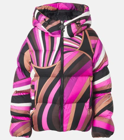 Pucci Iride Down Jacket In Pink