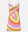 Pucci Iride Draped Satin Jersey Minidress In Multi