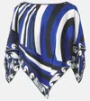 Pucci Iride Festa Silk Twill Cape In Blue