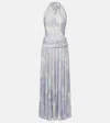Pucci Iride Gathered Wool-blend Gown In Purple