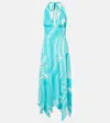Pucci Iride Halterneck Jersey Midi Dress In Blue