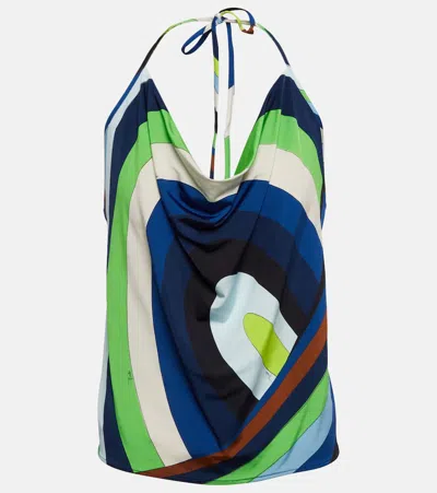 Pucci Printed Cowl Neck Camisole In Multicoloured