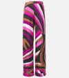 Pucci Iride High-rise Silk Twill Wide-leg Pants In Pink