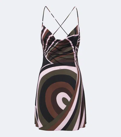 Pucci Iride Jersey Satin Minidress In Black