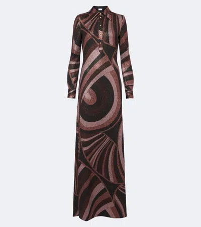 Pucci Iride Lurex® Jersey Gown In Brown
