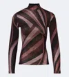 Pucci Printed Stretch-jersey Turtleneck Top In Brown