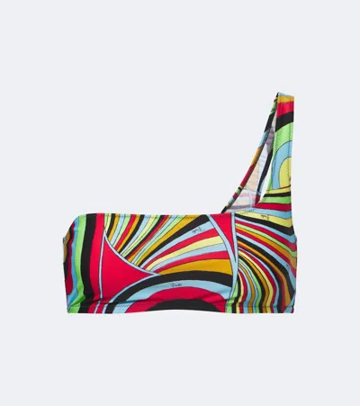 Pucci Iride One-shoulder Bikini Top In Multicoloured
