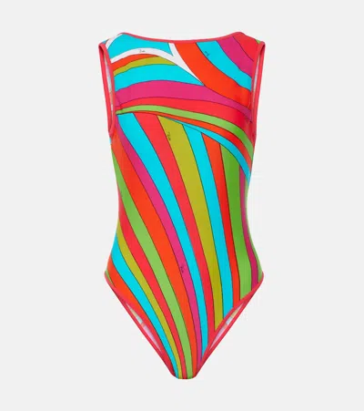 Pucci Iride Open-back Swimsuit In Multicoloured