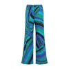 Pucci Geometric Design Cotton Blend Flared Pants In Blue