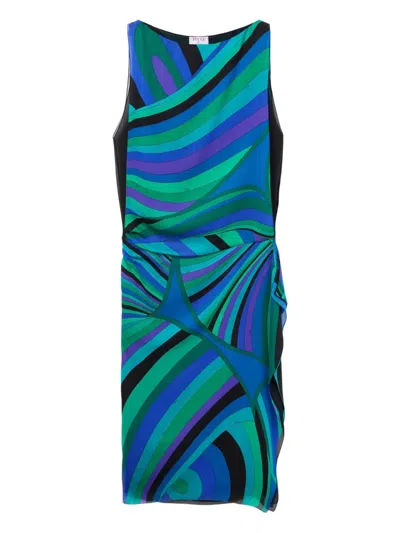 Pucci Iride-pattern Midi Dress In Blue
