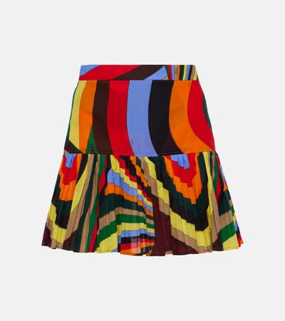 Pucci Iride Pleated Cotton Miniskirt In Multicoloured