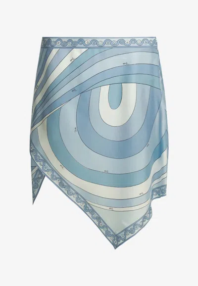 Pucci Iride Print Asymmetrical Mini Skirt In Multi