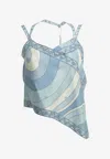 Pucci Iride Print Asymmetrical Silk Top In Multi