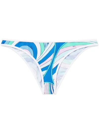 Pucci Iride-print Bikini Bottoms In Blue