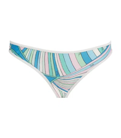 Pucci Iride Print Bikini Bottoms In Blue