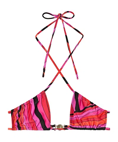 Pucci Iride-print Bikini Top In Pink
