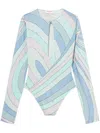 Pucci Iride-print Bodysuit In Blue