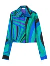 Pucci Iride-print Button-up Shirt In Green