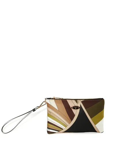 Pucci Iride-print Clutch Bag In Green