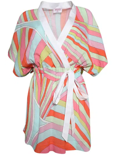 Pucci Iride-print Cotton Dress In Orange