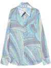 Pucci Iride-print Cotton Shirt In Blue