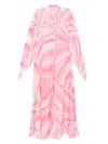 Pucci Abstract Pattern Cotton Kaftan Dress In Pink