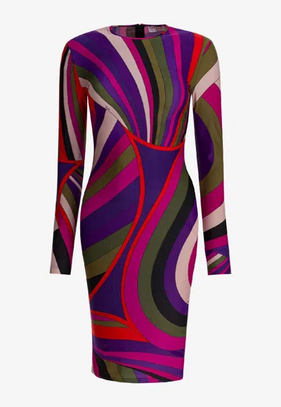 Pucci Iride Print Crewneck Dress In Multi