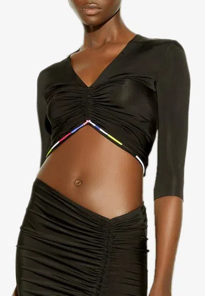 Pucci Iride Print Cropped Top In Black