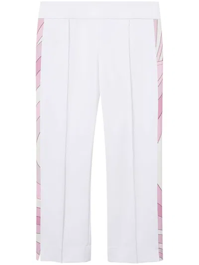 Pucci Iride-print Cropped Trousers In White